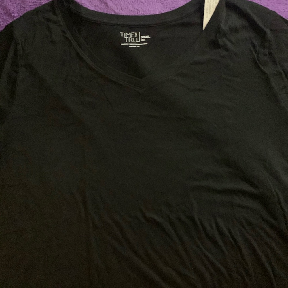 Women’s Time and Tru Black V-neck Tee